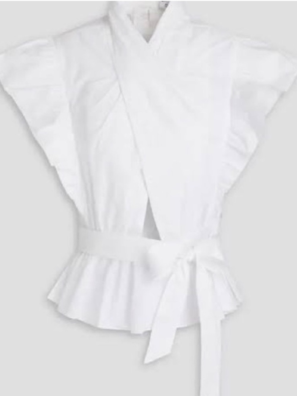 Derek Lam 10 Crosby Brynn Ruffle Wrap White Top Size 6 Like New Elevated Basic - Picture 5 of 16